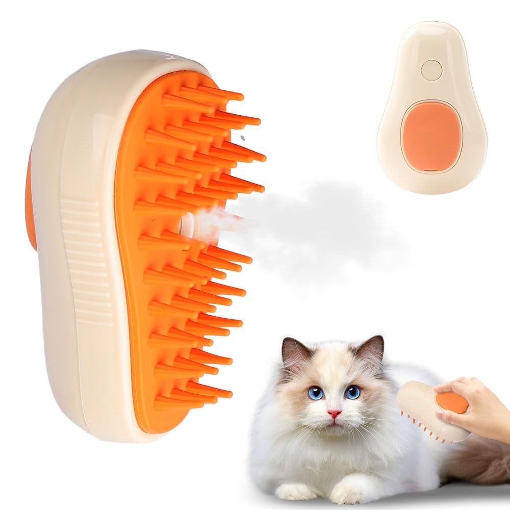 Spazzola A Vapore Per Gatti – Pettina E Spruzza, Antigraffio, Ricarica USB, Rimozione Peli E Nodi