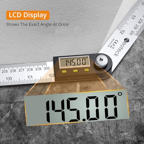 Neoteck NTKTL800-US 12 Inch/30Cm Stainless Steel Digital Angle Finder Protractor Ruler thumb #3