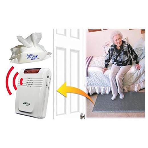 Smart Caregiver Economy Cordless Fall Monitor and Cordless Floor Mat Sensor Bundle with Pouch of 30 Cleaning Wipes
