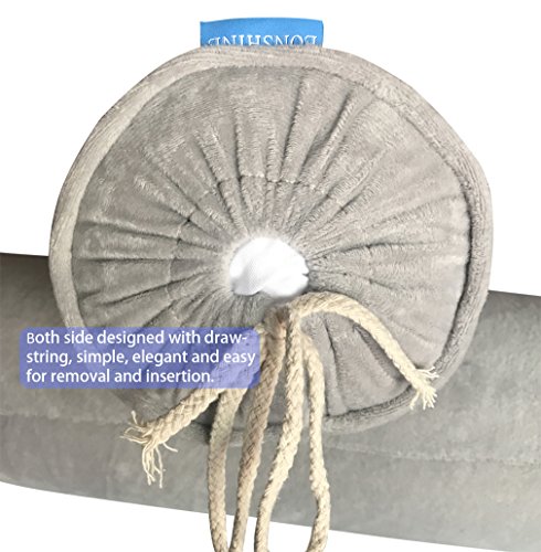 Eonshine Elegant Velvet Fluffy Down Alternative Filled Cylindrical Neckroll And Cervical Bed Pillow Bolster (23.6 X 5.9, Grey) #TOP1