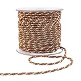 PH PandaHall 36 Yards 3-Ply Twisted Cord 3mm Metallic Braided Rope Brown Decorative Cord Shiny Silk Rope String Honor Cords for Home Handfasting Graduation Decor Gift Bag Drawstrings Costume