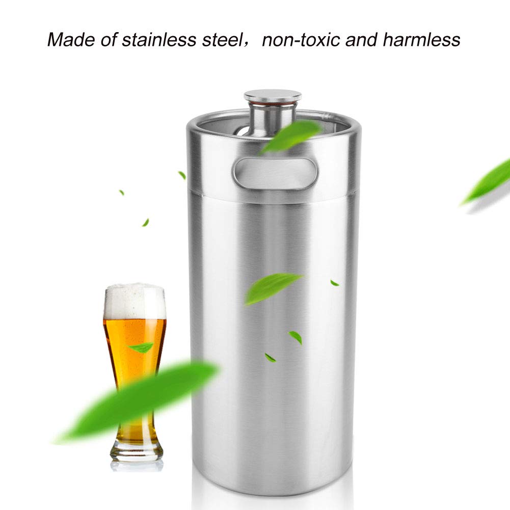 Fusto per birra, mini barile in acciaio inox con doppia maniglia, per casa, hotel, campeggio, picnic