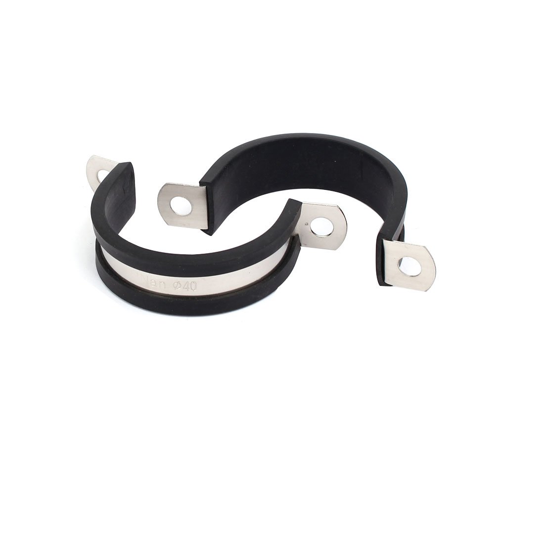 Aexit 40mm Dia Clamps EPDM Rubber Lined U Shaped Pipe Tube Wire Clamps Strap Clamps Clips 2pcs