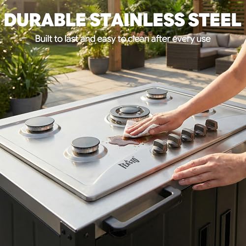 Image of Feasto Modular Outdoor Kitchen Island with 5-Burner Gas Stove and Storage