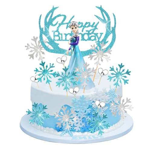 Cupcake Toppers Elsa, Decoration Gateau reine des neiges, Figurine Elsa Décoration Gateau Anniversaire, pour Fête de D'anniversaire de Filles Flocon de Neige...