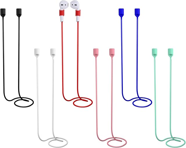 6pcs Magnetic Anti-Lost Straps Accessories Compatible with AirPods Pro/3/2/1, Colorful Sport Earbuds String Soft Running Tether Lanyard Silicone Wire Cable Connector, Neck Rope for Wireless Earphone
