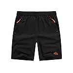 TBMPOY Men\'s Shorts 9 Hiking Running Shorts Zipper Pockets Athletic Outdoor Sports Gym Workout Short 4 Pockets Black 2XL