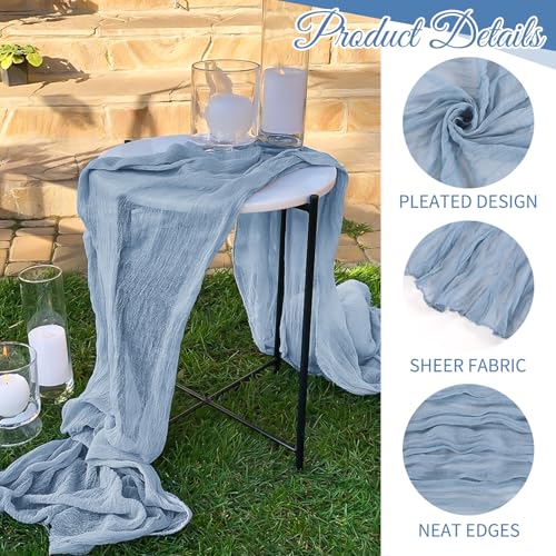 10 Pack Dusty Blue Cheesecloth Table Runner 17x108 Inch Boho Gauze Cheese Cloth Table Runners for Wedding Party Baby Shower Birthday Home Decor - Image 4