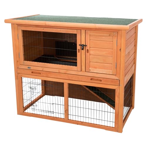 Trixie 62302 natura Kleintierstall mit Freilaufgehege, 116 × 97 × 63 cm, braun