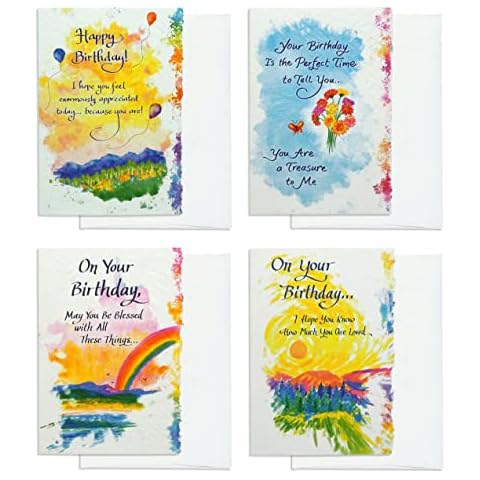 Blue Mountain Arts Birthday Card Assortment—4 Unique Greeting Cards with Uplifting Happy Birthday Wishes for the Special People in Your Life Cover