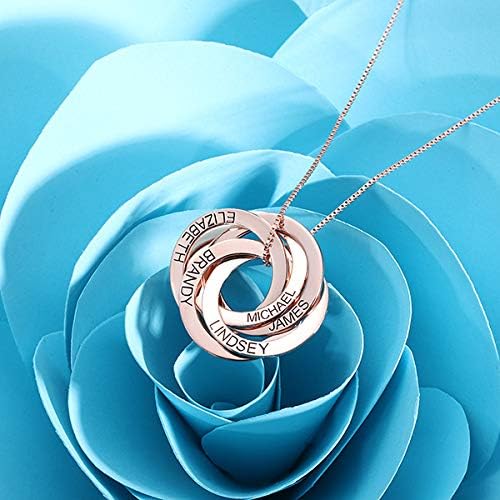 Miniatura 5 de Getname Necklace Collar de anillo ruso grabado personalizado personalizado con nombre de la familia, collar de plata esterlina 925, joyería para el