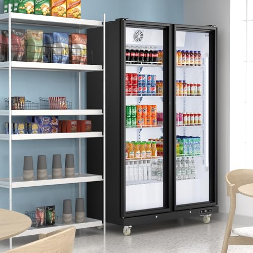 Image of KoolMore 47 in. Commercial 2 Fully Glass Door Merchandiser Refrigerator, 30 Cu. Ft. ETL Listed in Black (KM-MDR-2FGD)