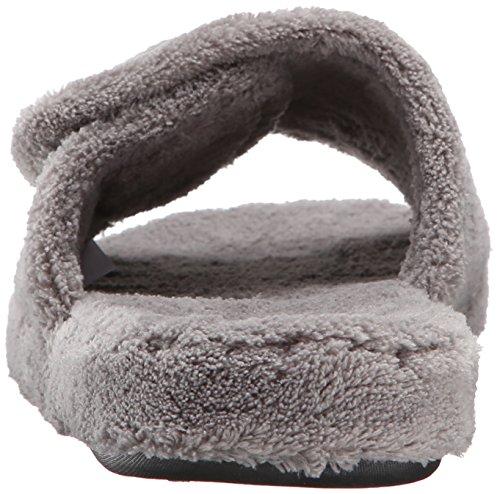 Acorn Men's Spa Slide Slippers With Adjustable Strap And Soft Terry Lining , Grey, Size 10.5-11.5 #TOP2