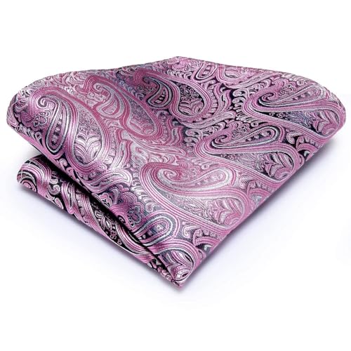 Image of Dubulle Mens Tie and Lapel Pin Paisley Striped Floral Necktie for Men Pocket Square Cufflinks 4PCS Set Wedding Party