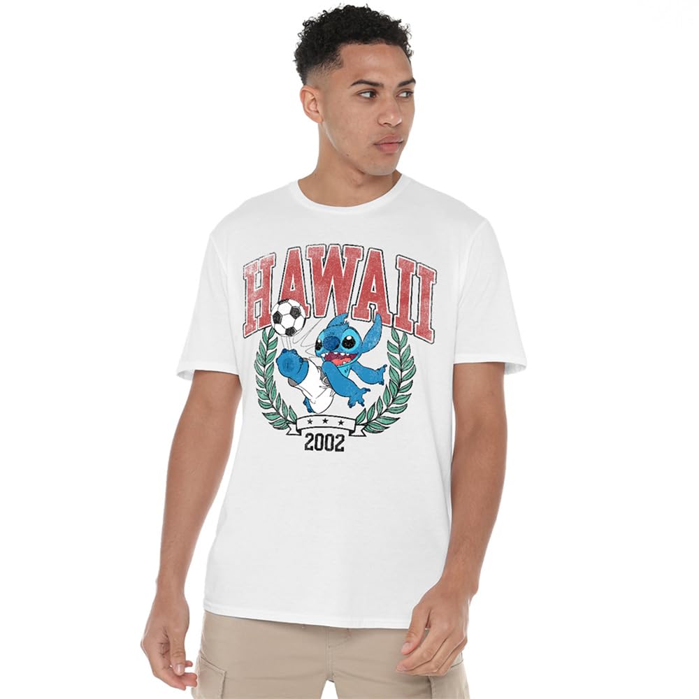 Disney Unisex Lilo & Stitch Stitch Ball T-Shirt, White | Size: Large