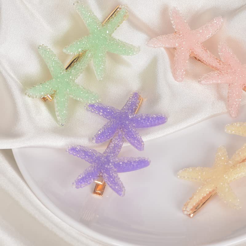 Miniatura 6 de 4 pinzas para el pelo de sirena con estrella de mar para mujeres y niñas, pasadores de pelo de estrella de mar para niñas, accesorios para el