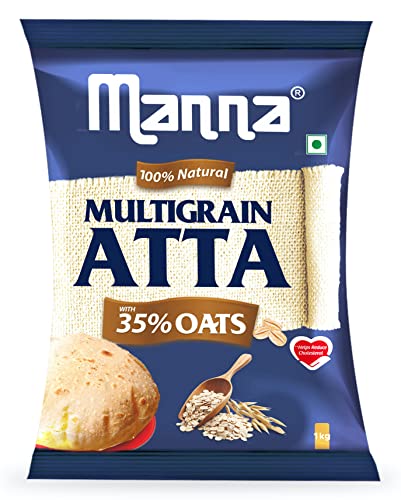 Image of Manna Multigrain Atta with 35% Oats 5Kg, Certified Low GI, Helps Reduce Cholesterol, Diabetic Friendly Atta, 100% Natural 1Kg (Pack of 5)