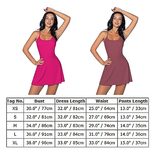 IDOPIP Womens Atheletic Tennis Dress with Built-in Bras & Shorts Sleeveless Criss Cross Back Lace Up Exercise Golf Sport Dresses for Women Rose S - Image 7