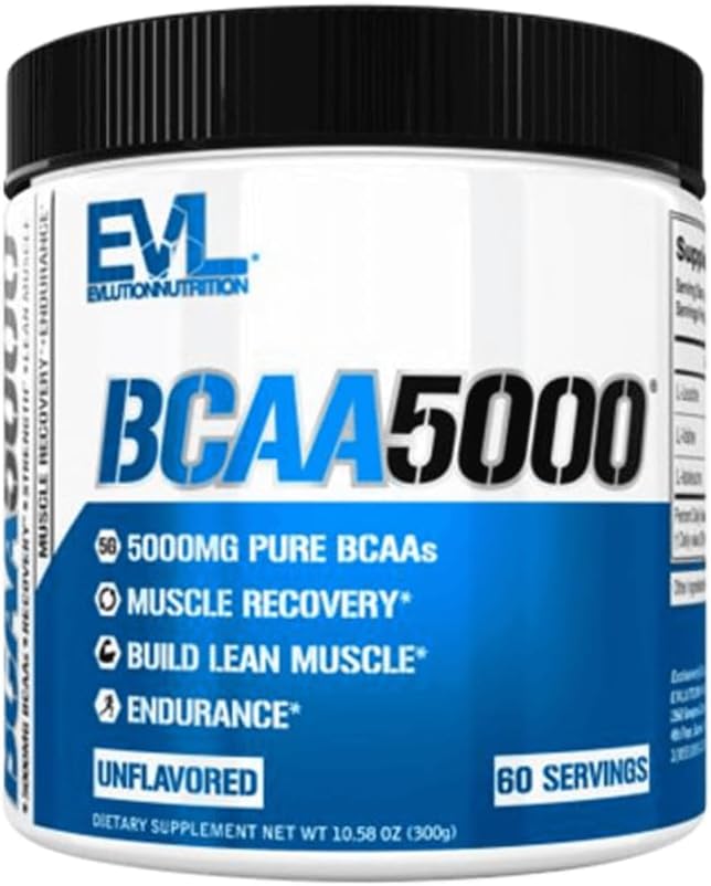 Evlution EVL BCAAs Amino Acids Powder - BCAA Powder Post Workout Recovery Drink and Stim Free Pre Workout Energy Drink Powder - 5g Branched Chain Amino Acids Supplement for Men - Unflavored Powder image 4