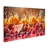 islandburner Cuadro sobre lienzo explosión de frutas chispeante con sandía y bayas para cocina Frutas Jugo Bar Cuadros Murales Póster
