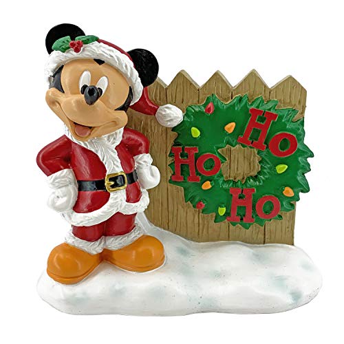 BACKYARD GLORY Disney Mickey Mouse Ho Ho Ho Fence Christmas Outdoor Garden Statue, 6 inches Tall, Officially Licensed Disney Product