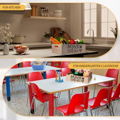 image for GlikCeil Movie Night Supplies Snack Trays with Handles Reusable Wooden