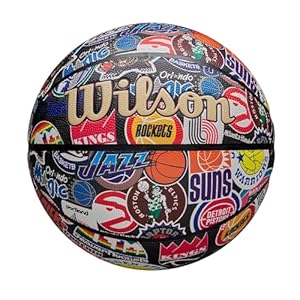 Wilson NBA All Team Retro Basketball, Hergestellt mit Dual Depth Innovation und Einer Pure Feel Oberfläche, Mit verbesserter Luftspeicherung und klassischen Hardwood Emblemen, Größe: 7