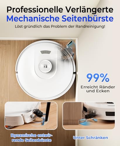 Redkey D8 Saugroboter mit Wischfunktion, 25.000Pa Saugkraft Saugroboter, 4L Staubsauger Roboter mit Absaugstation, Anti-Haar-Verwicklung, LiDAR Navigation, Saug und Wischroboter für Teppich, Tierhaare