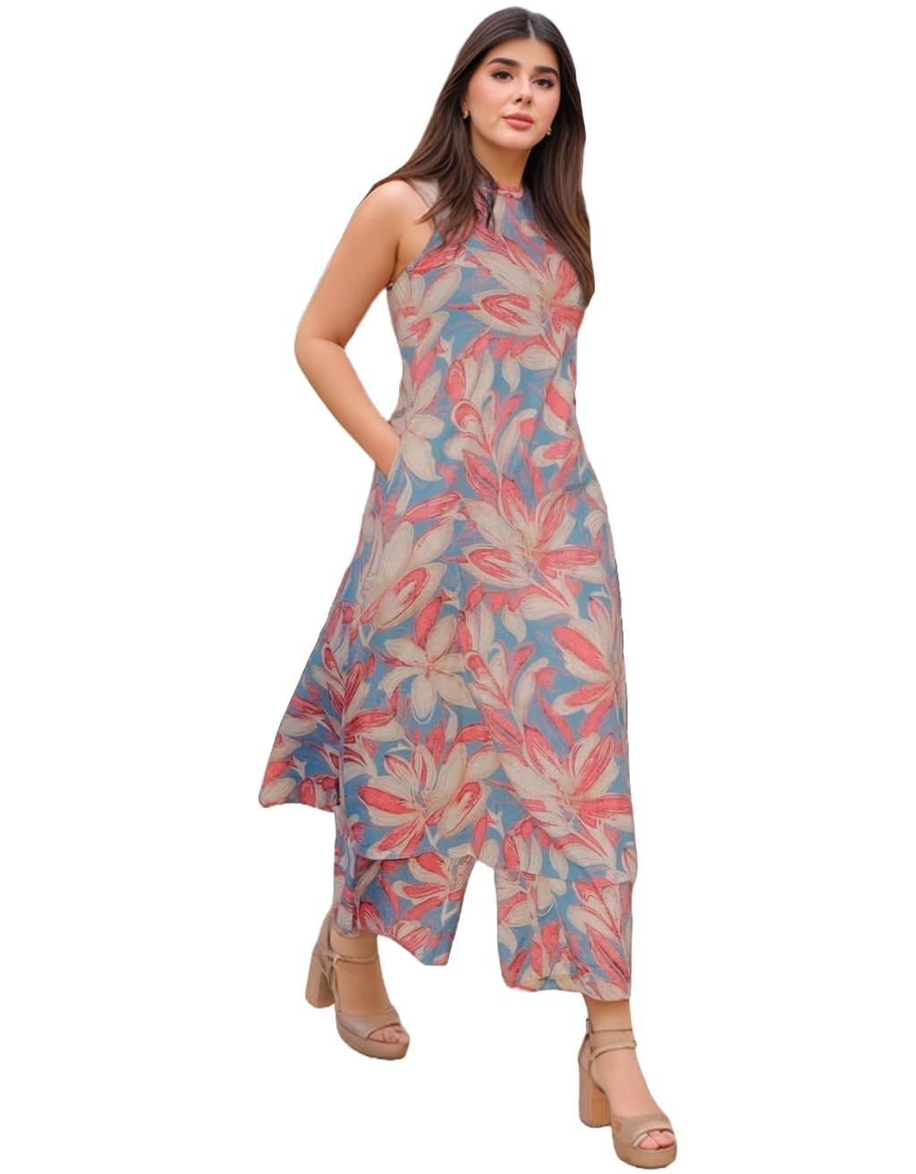 GoSriKi Women’s Rayon Viscose Printed Straight Kurta with Palazzo