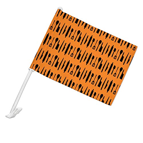 GRAPHICS & MORE Kitchen Utensils Knife Spatula Wooden Spoon Pattern Car Truck Flag with Window Clip On Pole Holder
