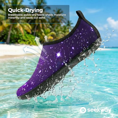 Image of SEEKWAY Water Shoes Women Men Adult Quick-Dry Aqua Socks Barefoot Non Slip for Beach Swim River Pool Lake surf Black SK002(U)