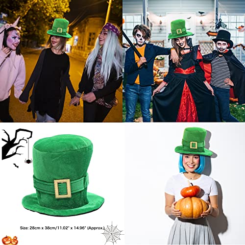 Wittocs St Patricks Day Hats Men Women St. Patrick's Day Shamrock Green Velvet Top Hat Green St. Patricks Day Party Favor Accessories Green Christmas Tree Topper Hat #TOP7