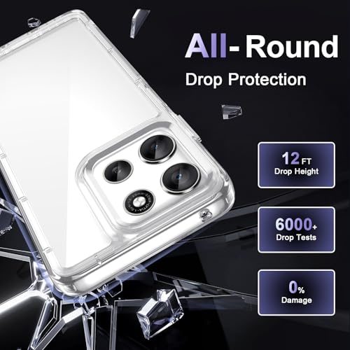 Image of Case for Motorola Moto G56 5G, Military Grade Drop Protection Phone Case, Yellowing Resistant, Anti-Scratch Hard PC Back, Shockproof Hard Ultra-Thin Protective Cover, Clear