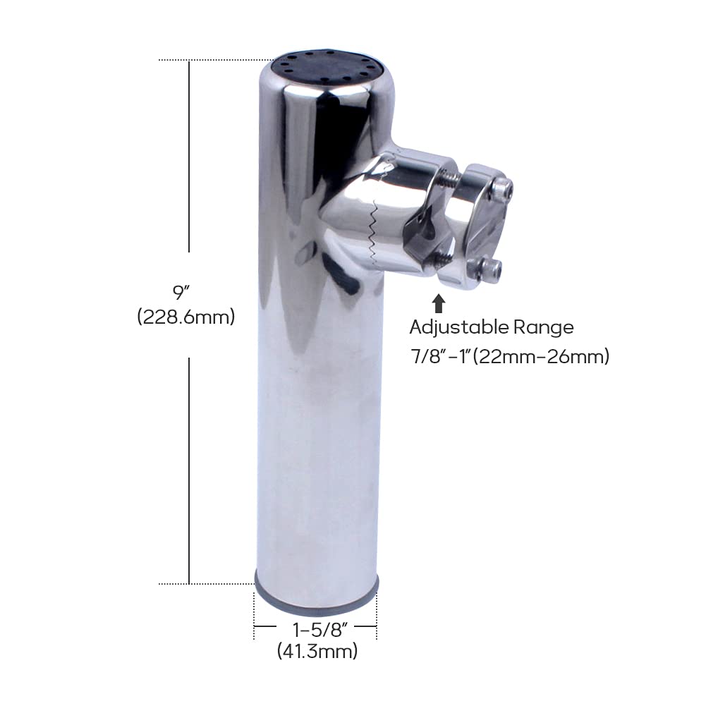 FALKIN 2X Akcesoria Do Łodzi Sprzęt Wędkarski Ze Stali Nierdzewnej Obrotowy Uchwyt Na Wędkę Z Zaciskiem Do Rury 22 MM-26 MM Z Wkładką