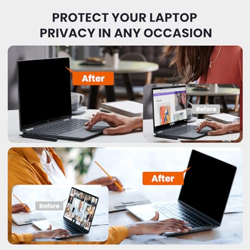 GUDTEKE HD Laptop Privacy Screen 13.3 Inch Upgraded Laptop Screen Privacy Shield 16:9 Aspect Removable Privacy Screen Compatible with Lenovo/HP/Dell, Blue Light UV-Blocking Screen Privacy Filter