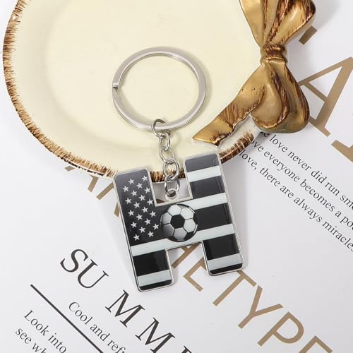 Bag Charms Initial A-Z Letter Keychain Bag Charm Soccer Keychain for Handbags Sports Bag