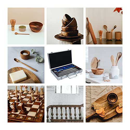 Deefiine Carbide Tip Wood Lathe Turning Tool Kit, Lathe Roughing And Finishing Hollow Tool Interchangeable Aluminum Alloy Handle With Diamond Round Square Carbide Blade (Metal Handle) #TOP5