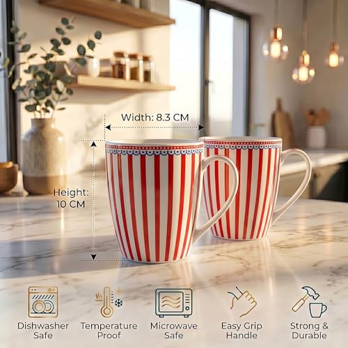 Image of UPC Premium Bone China Coffee Mug Set of 2 | Elegant Ceramic Tea & Coffee Cups for Home, Office & Cafe | Lightweight, Durable, Microwave & Dishwasher Safe Mug Set | Luxury Drinkware Collection