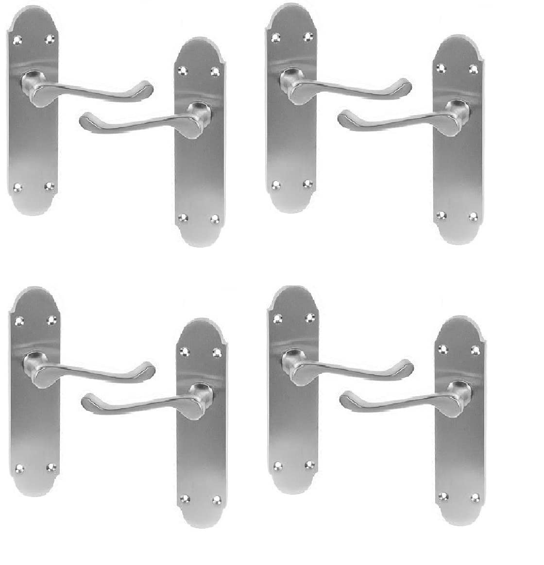 Golden Grace Epsom Victorian Latch Door Handles, Satin Chrome, 4 Pairs