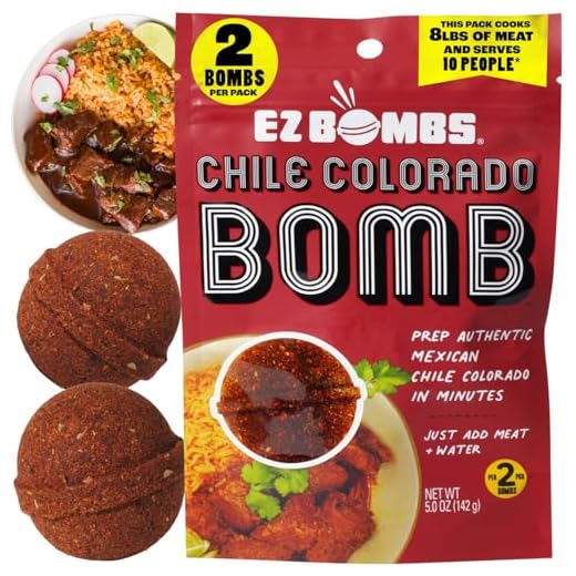 EZ Bombs Chile Colorado, Pack of 2 - Authentic Mexican Seasoning Spice Bomb for Traditional Chile Colorado, Perfect for Family Dinners, Meal Prep, or Weekend Cooking