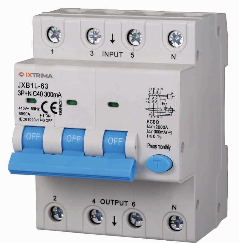 Interruttore Magnetotermico Differenziale 3P+N 40A 300mA 380V-6KA 300mA per Guida DIN - 4 Moduli DIN - Protezione Circuiti e Sicurezza Impianti