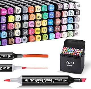 GUTE 40 Colours Dual Tips Permanent Marker Pens, Broad and Fine Point Tip Graphic Marker Pen, Art Markers for Kids, Highlighter Pen with Carrying Case for Adult Coloring Highlighting and Underlining