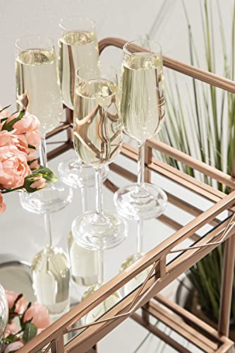Image of Kate and Laurel Ketia Glam Metal Bar Cart; 23 x 13 x 34; Rose Gold; Glamorous Three Tier Gold Bar Cart for Display and Storage