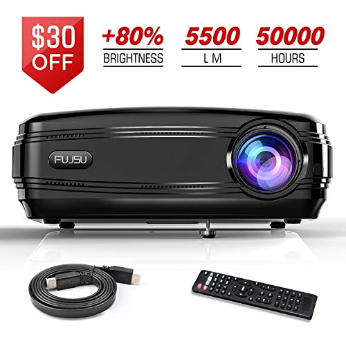 Projectors 5500 Lumen Video Projector, 1080P Supported Projector, 200'' Display 50000 Hrs LED
