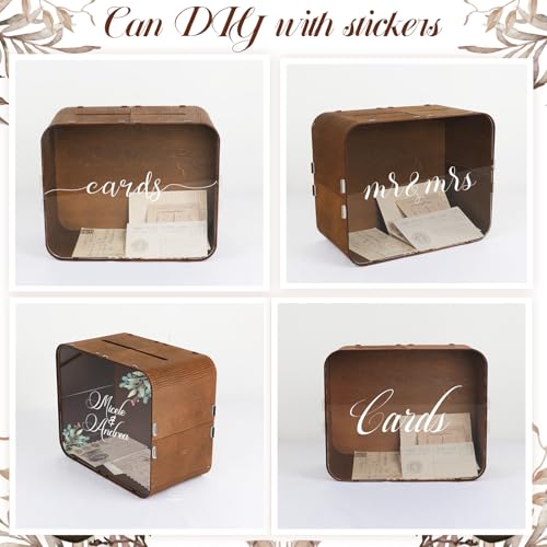 Image of OurWarm Wooden Wedding Card Box for Reception, Rustic Gift Card Boxes for Wedding with Acrylic Window, Large Wood Envelope Money Card Box for Party Graduation Birthday Baby Shower Decorations