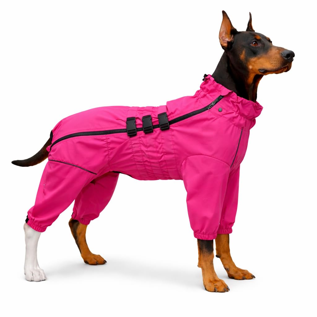 Chaqueta impermeable para perros, chaqueta impermeable ligera e impermeable reflectante de seguridad para perro, resistente al viento, chaleco para perros pequeños, medianos y grandes, rosered XXL