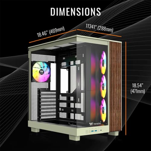 Image of Thermaltake View 380 XL WS ARGB; Mid Tower Chassis; Side Wood Trim; 4x120mm ARGB Fans Included; 420mm GPU Clearance; ATX /mATX /mITX; Hidden Connector Support; Dual Chamber;Matcha Green;CA-11E-00MEWN-WS