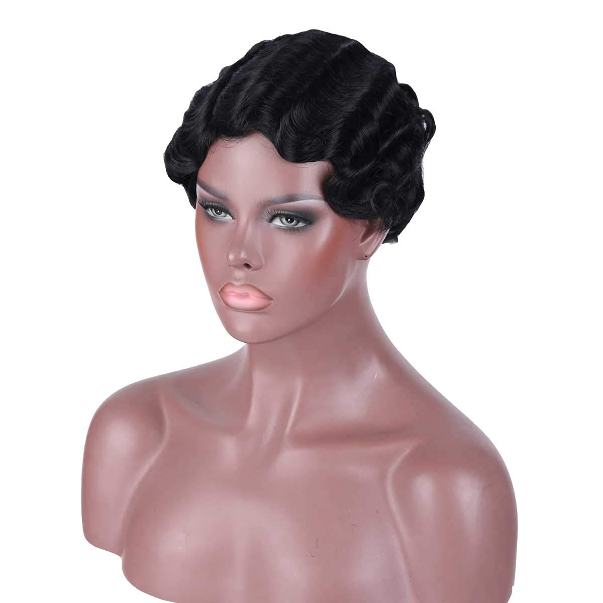 Parrucca da donna africana nera con riccia corta e riccia nera per parrucca da donna africana parrucca nera per donna mamma parrucca aspetto naturale (2# nero)