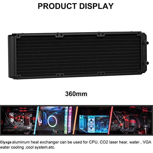 Clyxgs Water Cooling Radiator, 12 Pipe Aluminum Heat Exchanger Radiator with Tube for PC CPU Computer Water Cool System DC12V 360mm by Clyxgs - Image 5