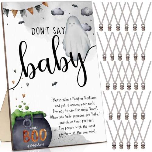 Geetery Halloween 51 Pcs Baby Shower Game Pacifier Necklace, Black